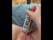 Preview 2 of Truly can stretches pussy, drink anyone?
