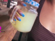 Preview 6 of Girl public masturbation in a pub with customers around