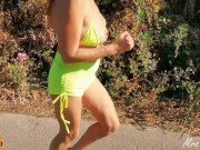 Preview 6 of Big Boobs Bouncing out of her Bikini Top while Running in Public