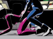 Preview 1 of Blue and pink ranger Doggystyle Anal
