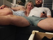 Preview 1 of Stepmom feel  while watching Tv but Dick in her mouth woke her up