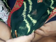 Preview 4 of Beautiful XXX Indian Green Saree Aunty does fingering, Boob press & receives Cumshot from Devar