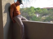 Preview 3 of Piss and cum on a hotel balcony