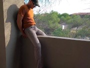 Preview 4 of Piss and cum on a hotel balcony