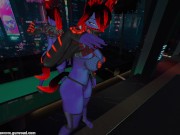 Preview 1 of Busty blue fox futa dances and strips