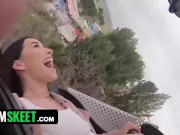 Preview 1 of TeamSkeet - Little Asian Cutie Aria Lee Flashes Her Thick Booty In Theme Park And Bangs Big Dick