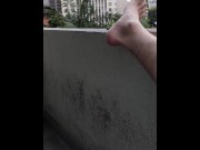 Preview 1 of Flashing masturbating at balcony near many building 2