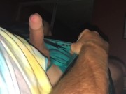 Preview 1 of Taking care of my morning wood in bed while all alone and then cleaning up my cumshot with my mouth