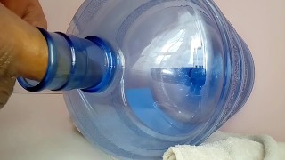 could not resist and passionately fucked a water cooler! big cock and bootle cumshot💦