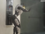 Preview 5 of Male Turian Shower Muscle Hyper Dick Growth Animation
