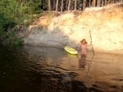 Preview 3 of Naked Girl swim on Sap Board on the forest river