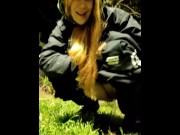 Preview 5 of Shameless girl doing pee in public garden