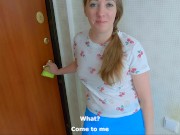 Preview 2 of "I would fuck but I'm on my period so I'll suck you" - Unexpected blowjob from naughty neighbor girl