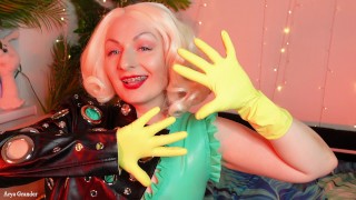 ASMR video - yellow household gloves