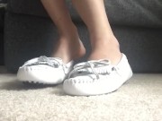 Preview 3 of White Driving Moccasins Frieda Ann Foot Fetish