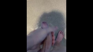 Young gay masturbation at gym in shower feet
