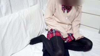 Japanese Crossdresser Schoolgirl uniform is Enemagra dry orgasm and cumshot