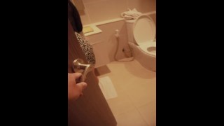 I went to pee in the cinema toilet. POV spying Tik Tok 