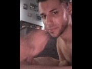 Preview 2 of Boyfriend jacking off in my mouth squirting a load on my tongue