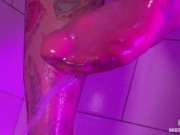 Preview 2 of Washing my Dirty Nylon Feet In Shower After I Squeezed Burger