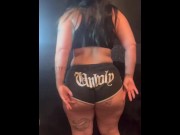Preview 2 of Thick goth girl stripping and ass shaking tease