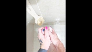 SHOWER TIME with NATALIA HAZE soapy and wet TRANS COCK squirting cum