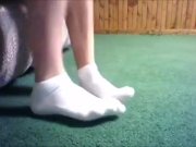 Preview 1 of Sock Series Wet White Socks Frieda Ann Foot Fetish