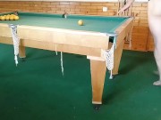 Preview 3 of ts tgirl in a billiard club learns to drive balls into a hole)