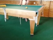 Preview 6 of ts tgirl in a billiard club learns to drive balls into a hole)