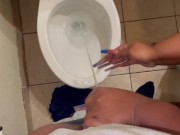 Preview 3 of Holding His Dick While He Pisses in the Toilet and Playing in It