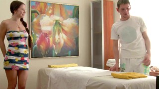 Massage real. Massage parlor. Masseur massages sexy mommy MILF, wet pussy cum during massage. Squirt