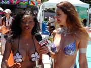 Preview 6 of Naked News reporter in mermaid body paint at Xbiz Miami interviews