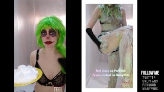 Teaser - Naughty Jennifer wears clown paint & pies herself with shaving foam