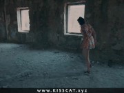 Preview 1 of Stranger Ghost Called to Public Fuck Kisscat in an Abandoned House