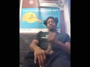 Preview 1 of Public cum on train Big Black dick in9inch cock watch Santa bust before the New year  share my video