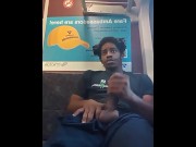 Preview 2 of Public cum on train Big Black dick in9inch cock watch Santa bust before the New year  share my video