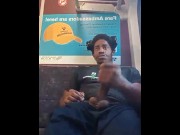 Preview 4 of Public cum on train Big Black dick in9inch cock watch Santa bust before the New year  share my video
