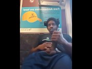 Preview 5 of Public cum on train Big Black dick in9inch cock watch Santa bust before the New year  share my video