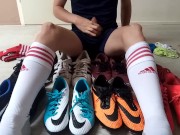 Preview 1 of Big cumshot over all my sneakers and cleats