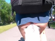 Preview 1 of Public Bike Ride with Fox-tail Butt Plug, Lovense Lush and Sunshine in my ass. No pants dance off.