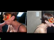 Preview 4 of Masked MILF gives a blowjob & swallows the cum to spit it into her hands & lick it greedily 2 Views