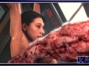 Preview 5 of Halloween Resident Evil Nemesis fucks Jill's huge dick in the train car