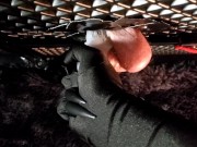 Preview 6 of Mistress milks cock in spiked cage. Femdom. Femboy. Submissive male