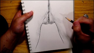 Lana Rhoades hairy pussy pencil drawing