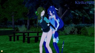 Phara Suyûf and Tsubasa Kazanari have intense futanari sex in a park at night. - Symphogear Hentai