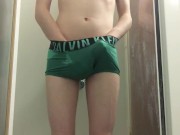 Preview 5 of Twink Pisses His Green Calvin Klein Boxer Briefs