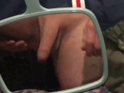 Preview 2 of Mirror Masturbation - Edging My Cock In Front Of A Portable Mirror Within My Camper Before Bed