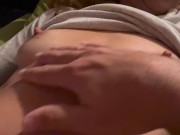 Preview 1 of My wife was so horny after some wine so I touched her hard nipples and clit until she orgasms