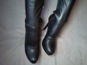 Preview 2 of Overknee boots trample his dick, mistress in overknee high heels (BOOTJOB, FOOTJOB, SHOEJOB)