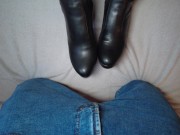 Preview 3 of Overknee boots trample his dick, mistress in overknee high heels (BOOTJOB, FOOTJOB, SHOEJOB)